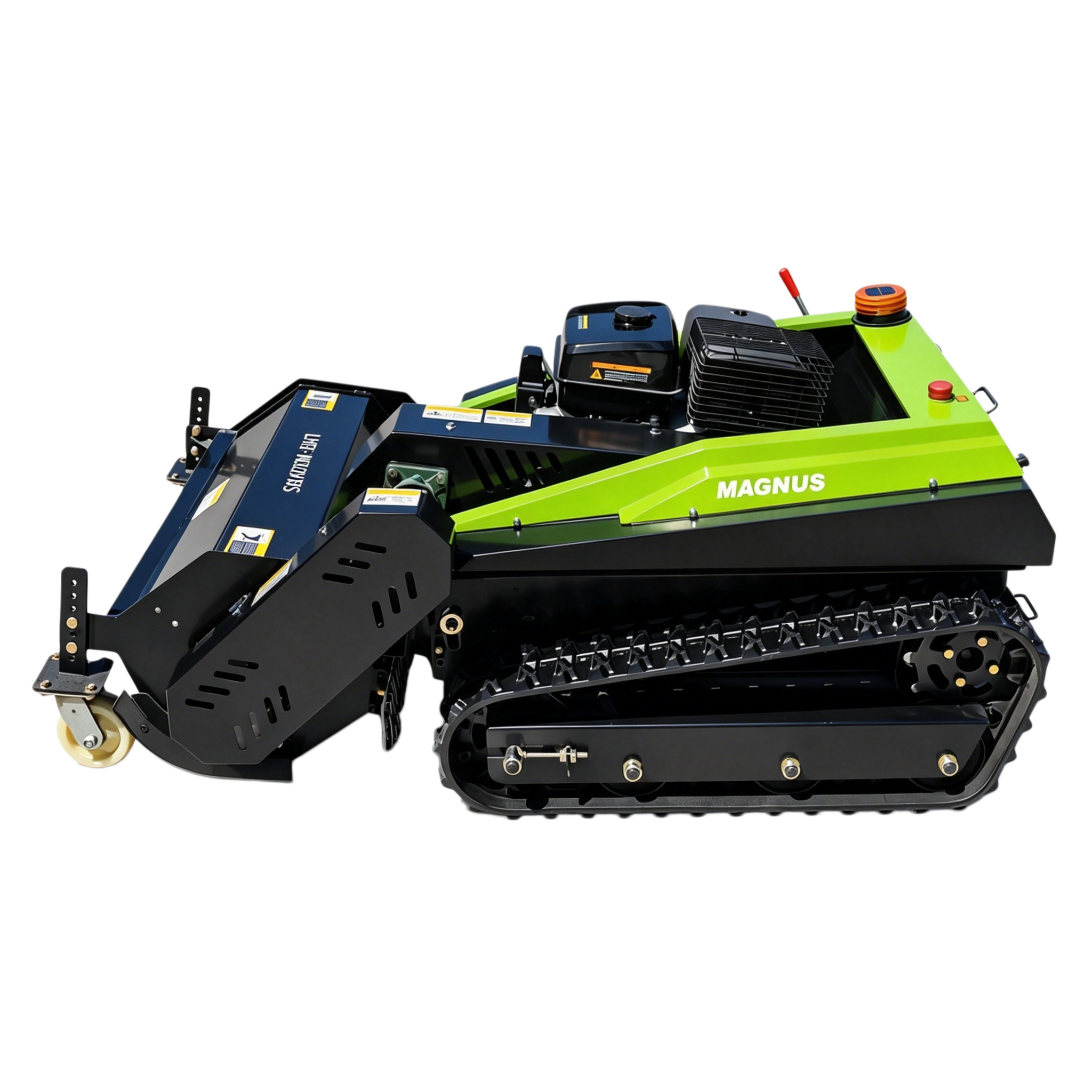 Tracked remote brush mower Left-Side View